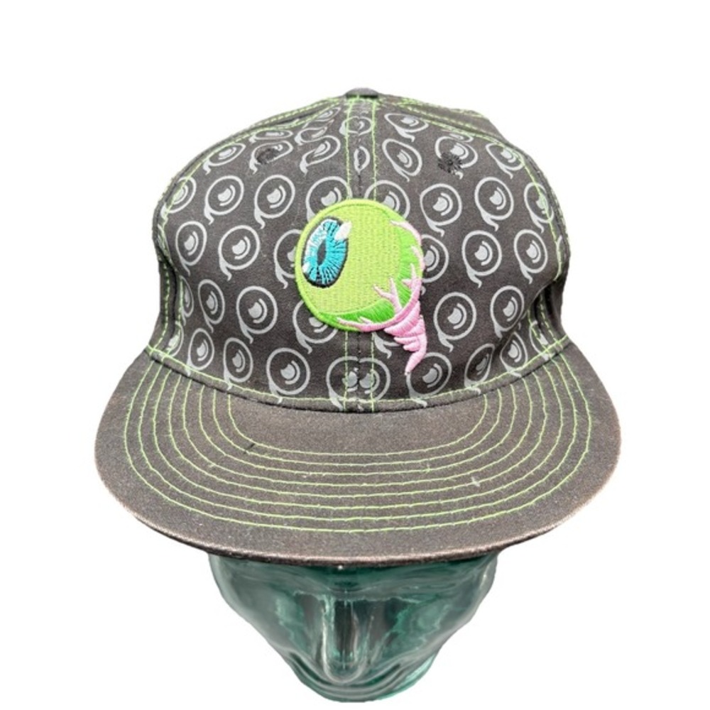 Fanfiber Exclusive Monster Eye Snapback Hat Black Paisley Green‎ Stitch